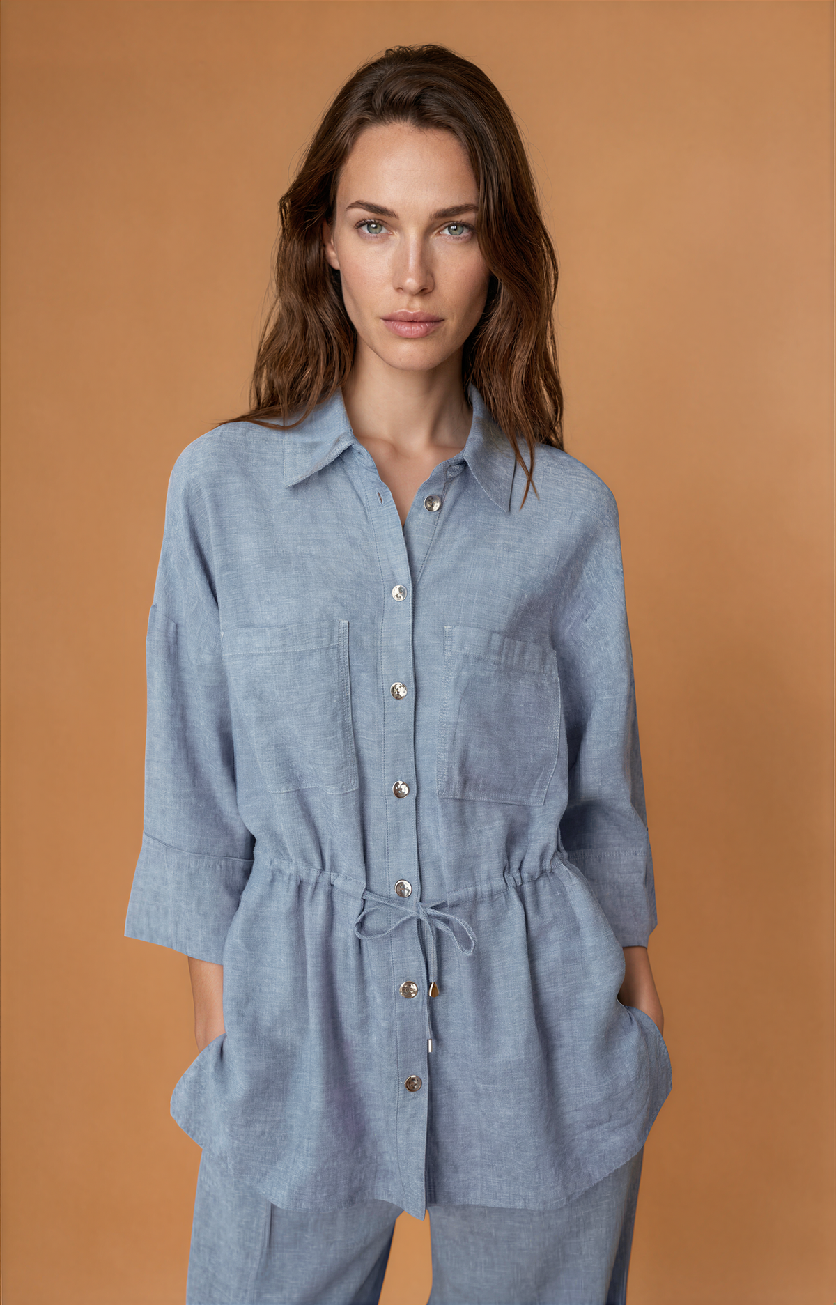 Women Clothing Spring Linen Blended Tour Safari Jacket Shirt