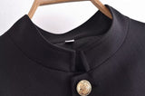 Gold Button Belted Blazer