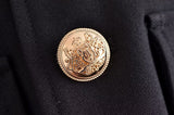 Gold Button Belted Blazer