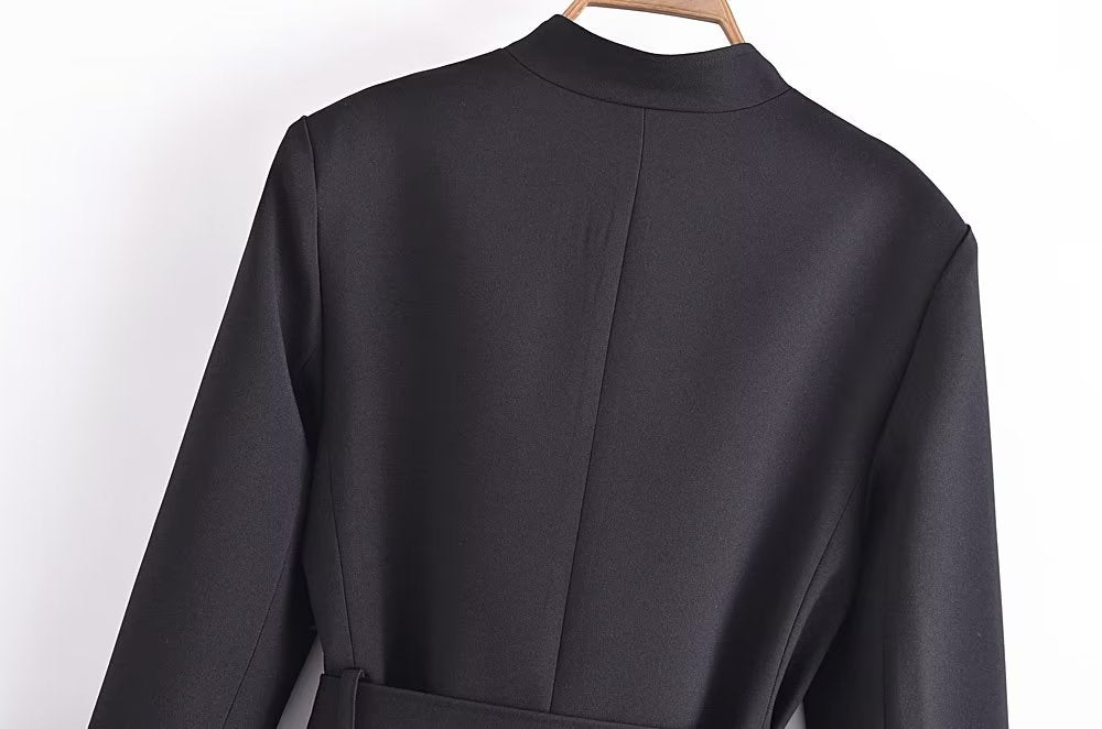 Gold Button Belted Blazer