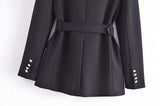 Gold Button Belted Blazer