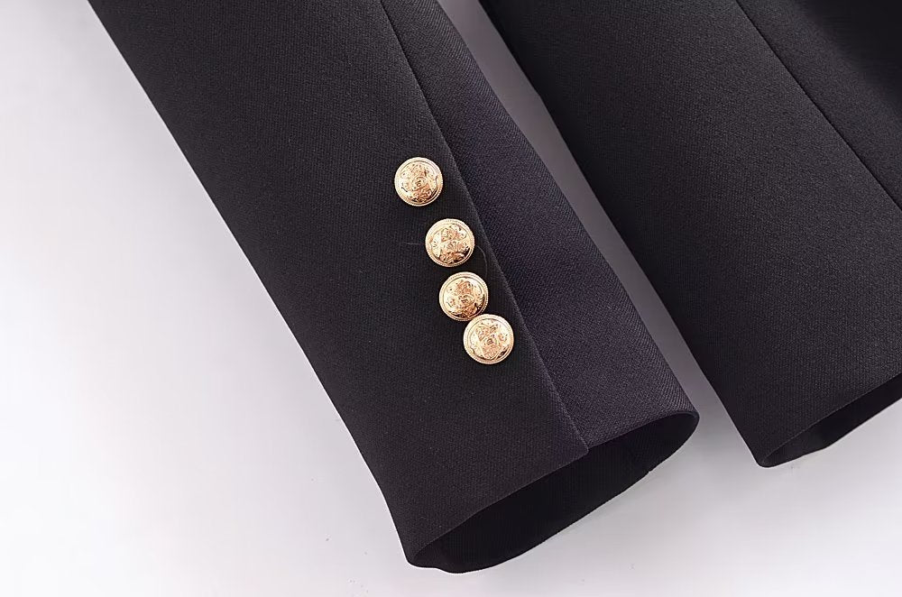 Gold Button Belted Blazer