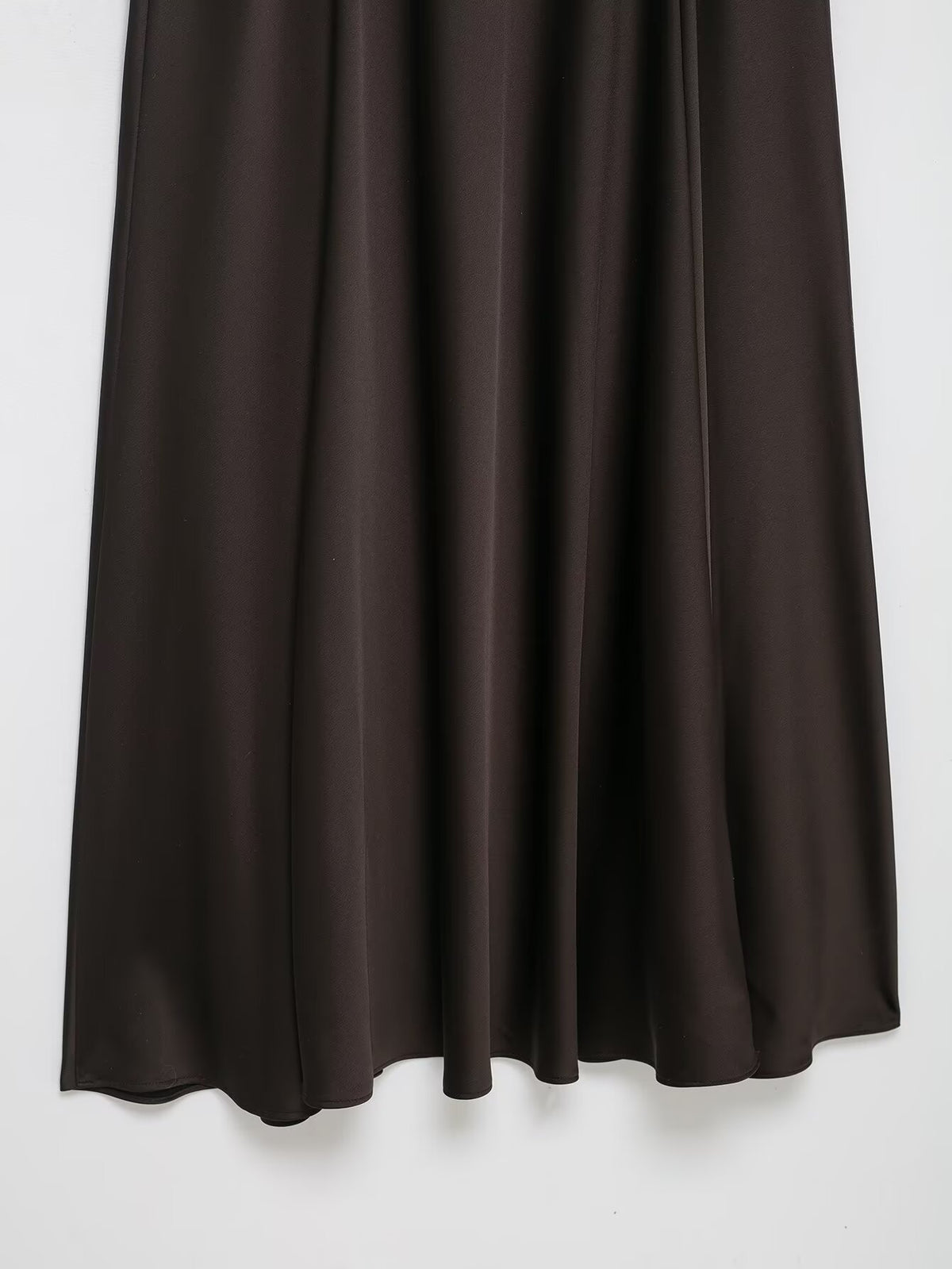 Chocolate Silk Satin Texture Maxi Dress