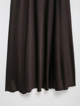 Chocolate Silk Satin Texture Maxi Dress