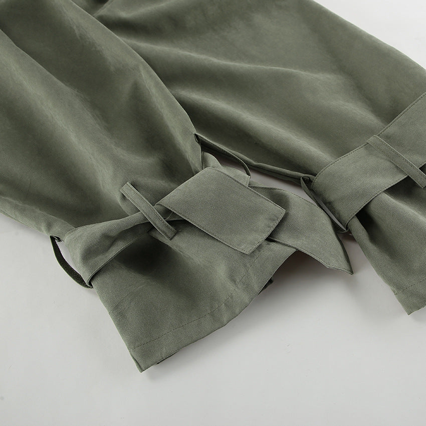 French Large Collared Lace up Windbreaker