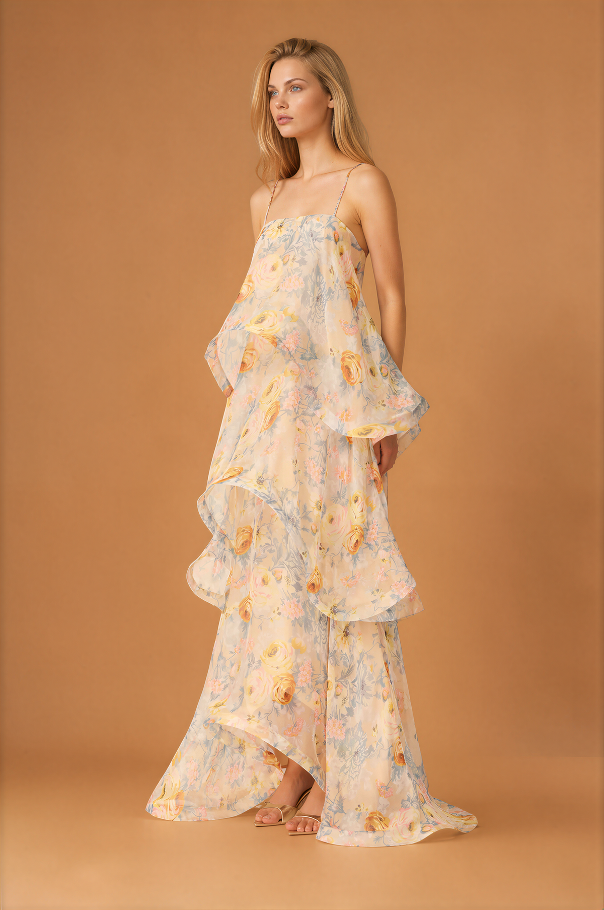 Multi Layer Cake Long Strap Dress