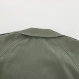 French Large Collared Lace up Windbreaker
