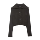 Autumn Large Collared  Button Knitted Cardigan