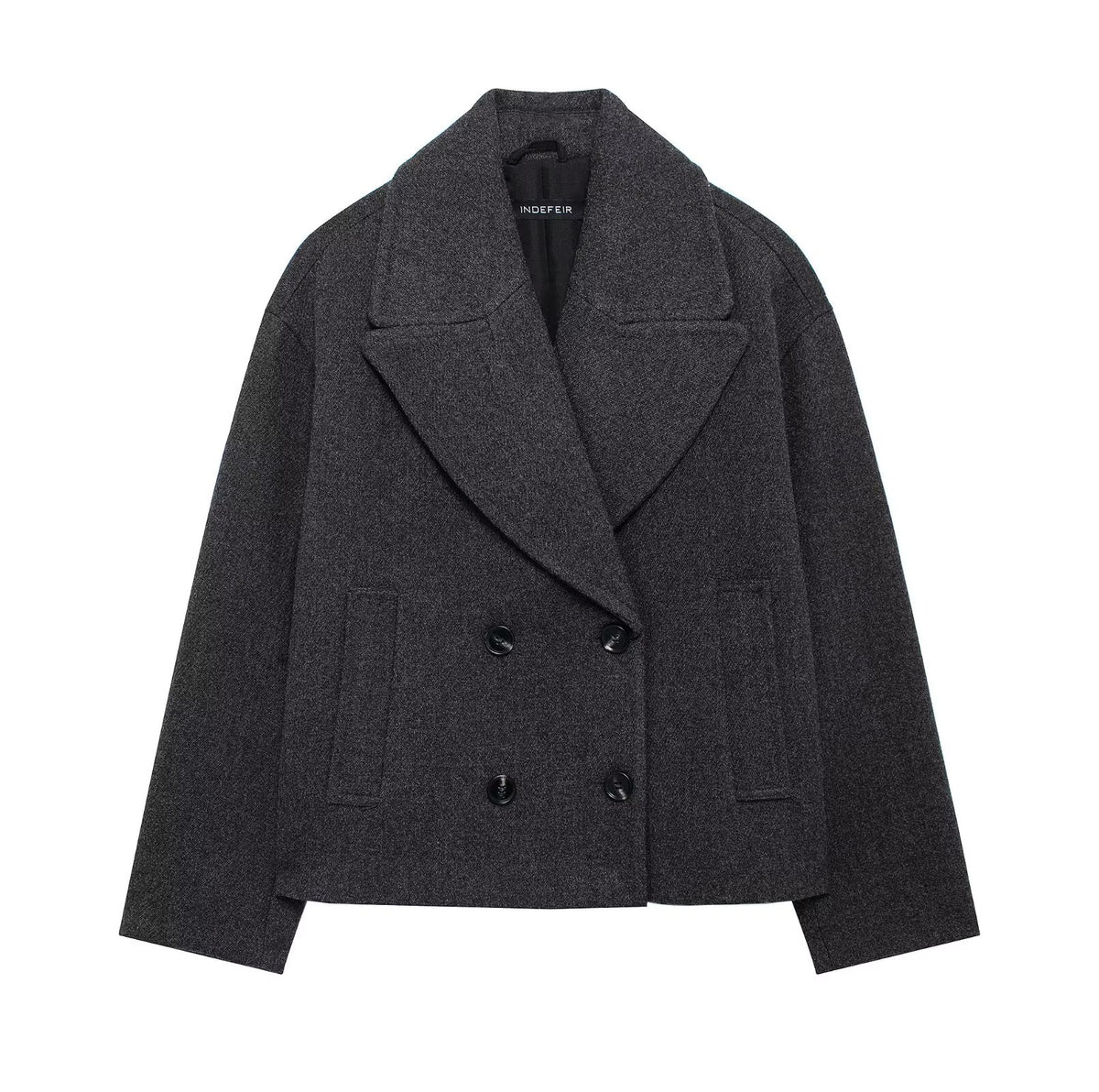 Autumn Double Breasted Blended Double Row Ornament Short Coat