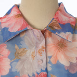 Women Summer Floral Short Sleeved Waist Long Dress