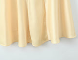 Butter Yellow Satin Cinched Waist Dress