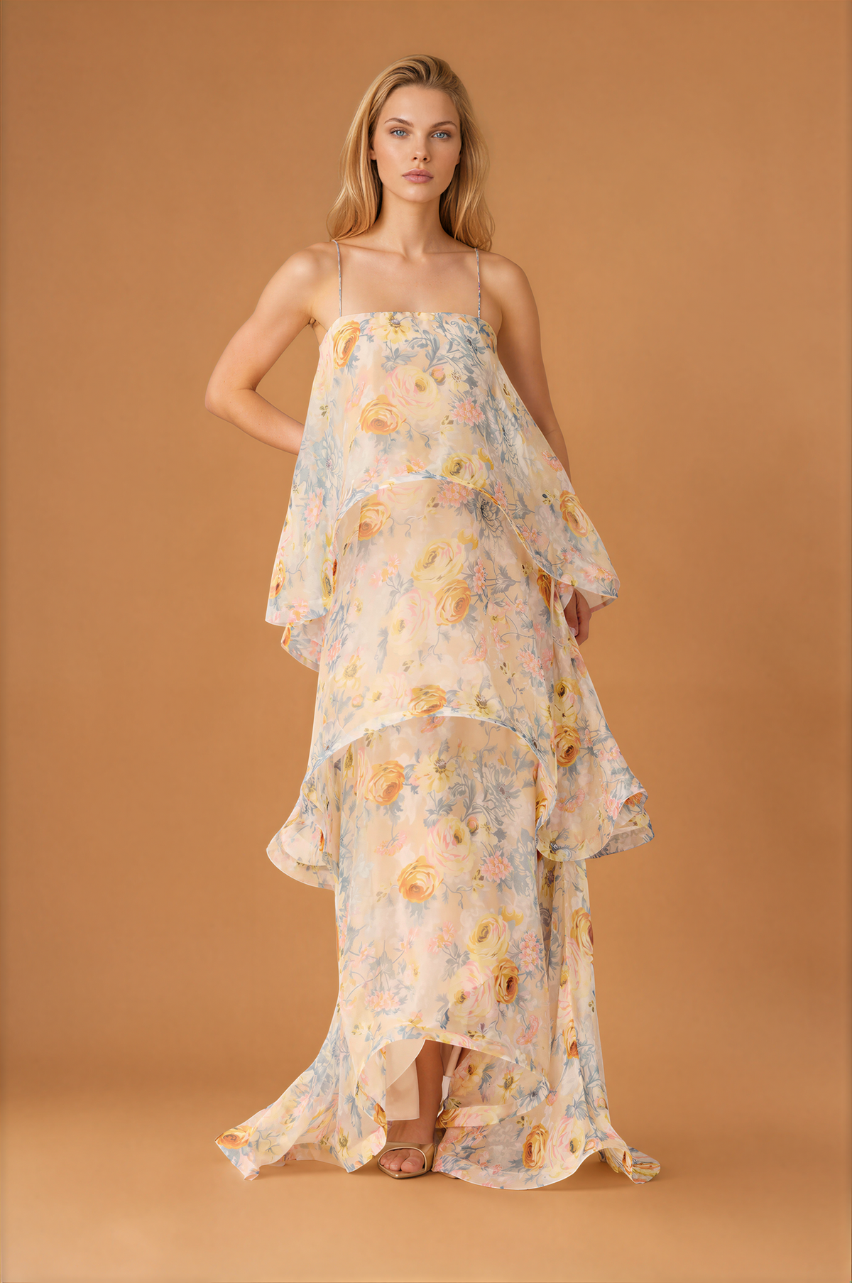 Multi Layer Cake Long Strap Dress