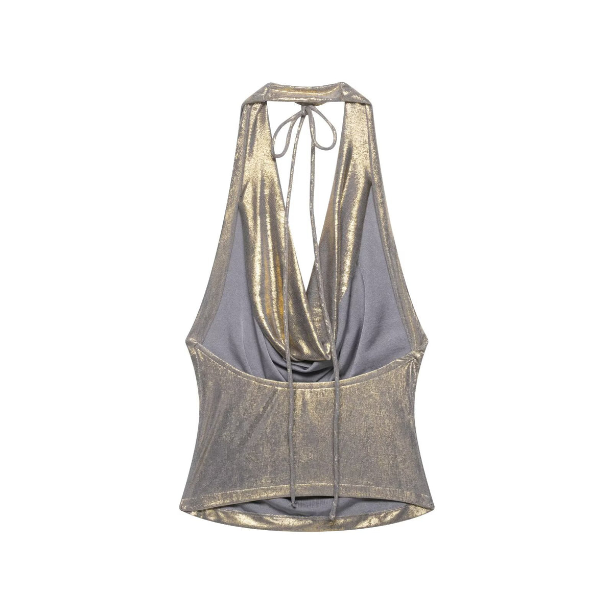 Metallic Draped Halter Top
