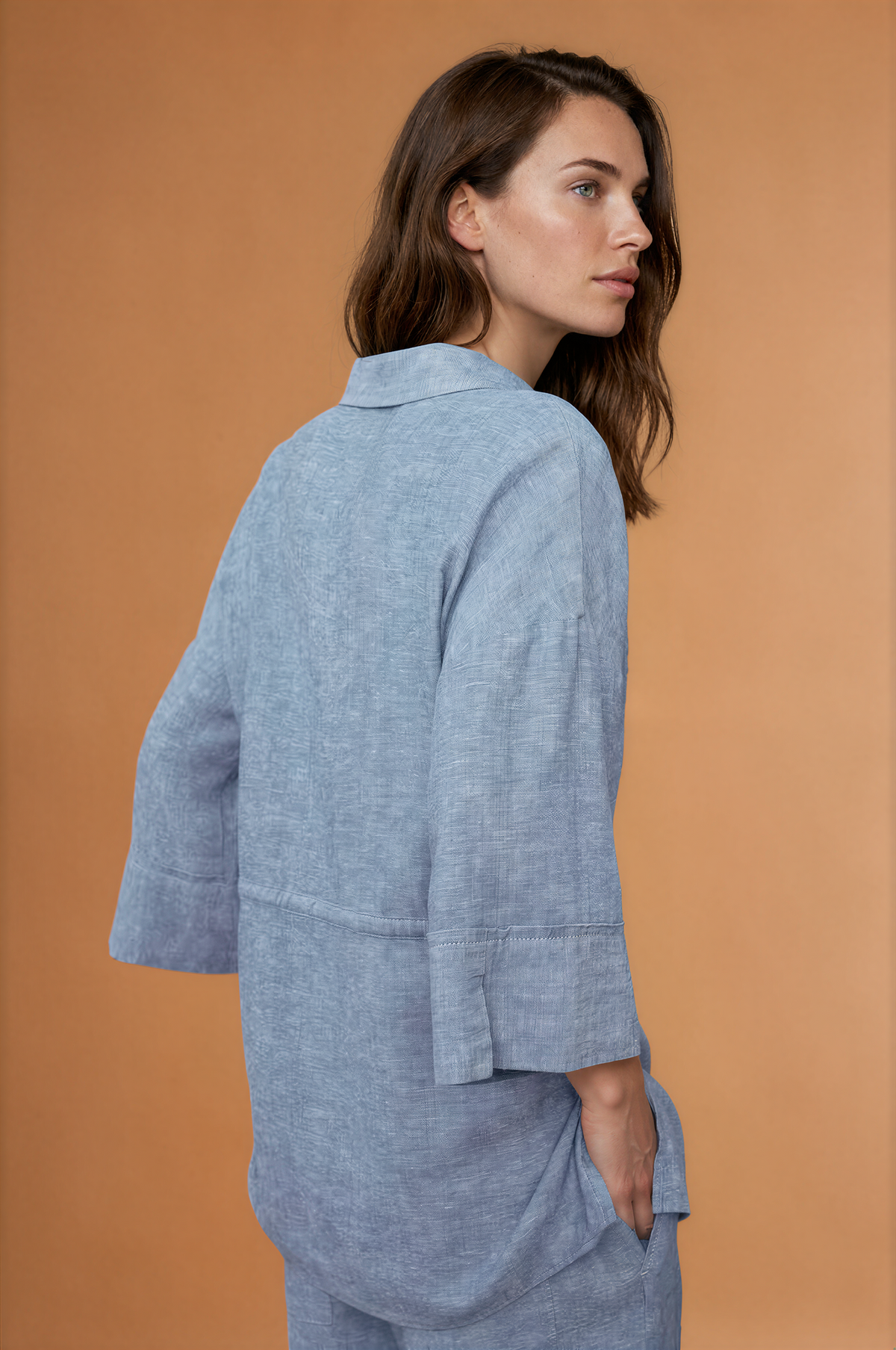 Women Clothing Spring Linen Blended Tour Safari Jacket Shirt