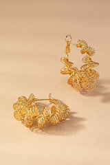 Brass tapered twisted coil hoop earrings