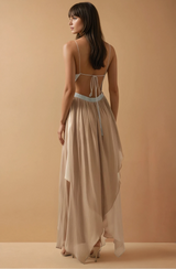 Alexis Blue- Sand Cream V Neck Maxi