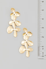 Triple Metallic Flower Chain Dangle Earrings