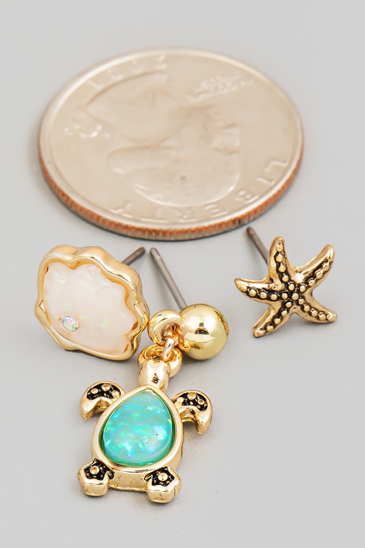 Sea Themed Stud Earrings Set