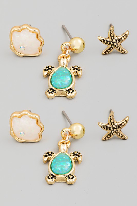 Sea Themed Stud Earrings Set
