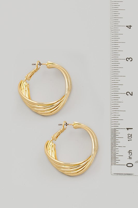 Twisted Metallic Latch Hoop Earrings
