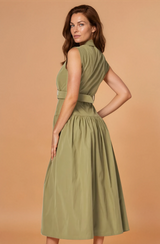 Miranda Olive Button Down Dress
