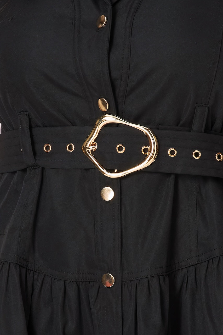Miranda Black Button Down Dress