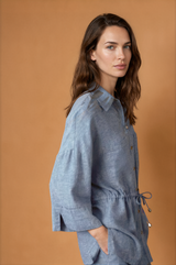 Women Clothing Spring Linen Blended Tour Safari Jacket Shirt