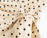 Polka Dot Pleated Waist Tight Midi Dress
