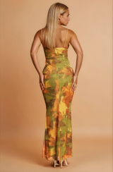 Olive Multi Print Maxi Dress