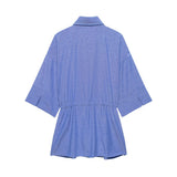 Women Clothing Spring Linen Blended Tour Safari Jacket Shirt