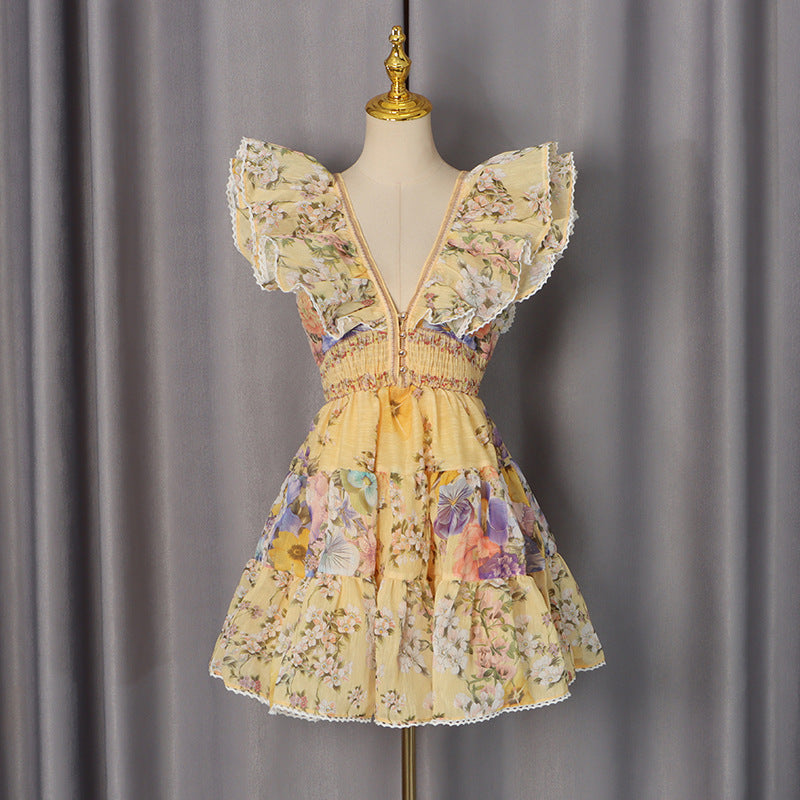 French Flying Sleeves Dress