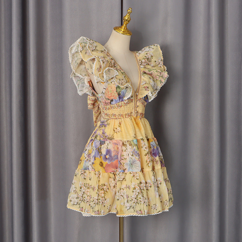French Flying Sleeves Dress