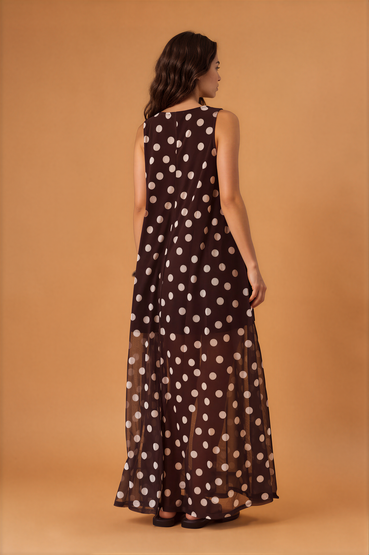 Mesh Polka Dot Maxi Dress