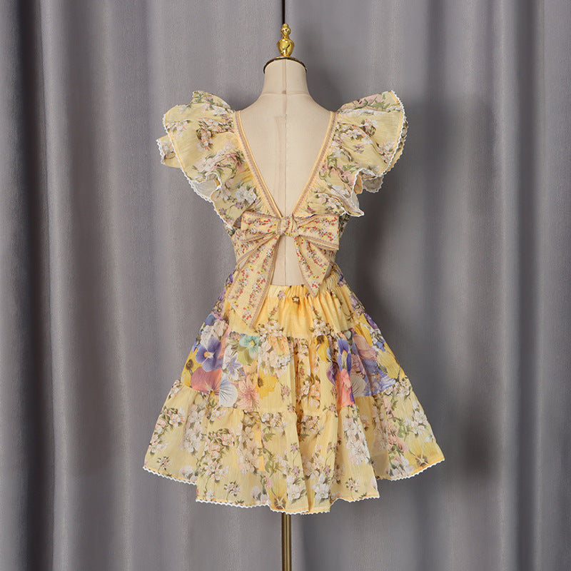 French Flying Sleeves Dress