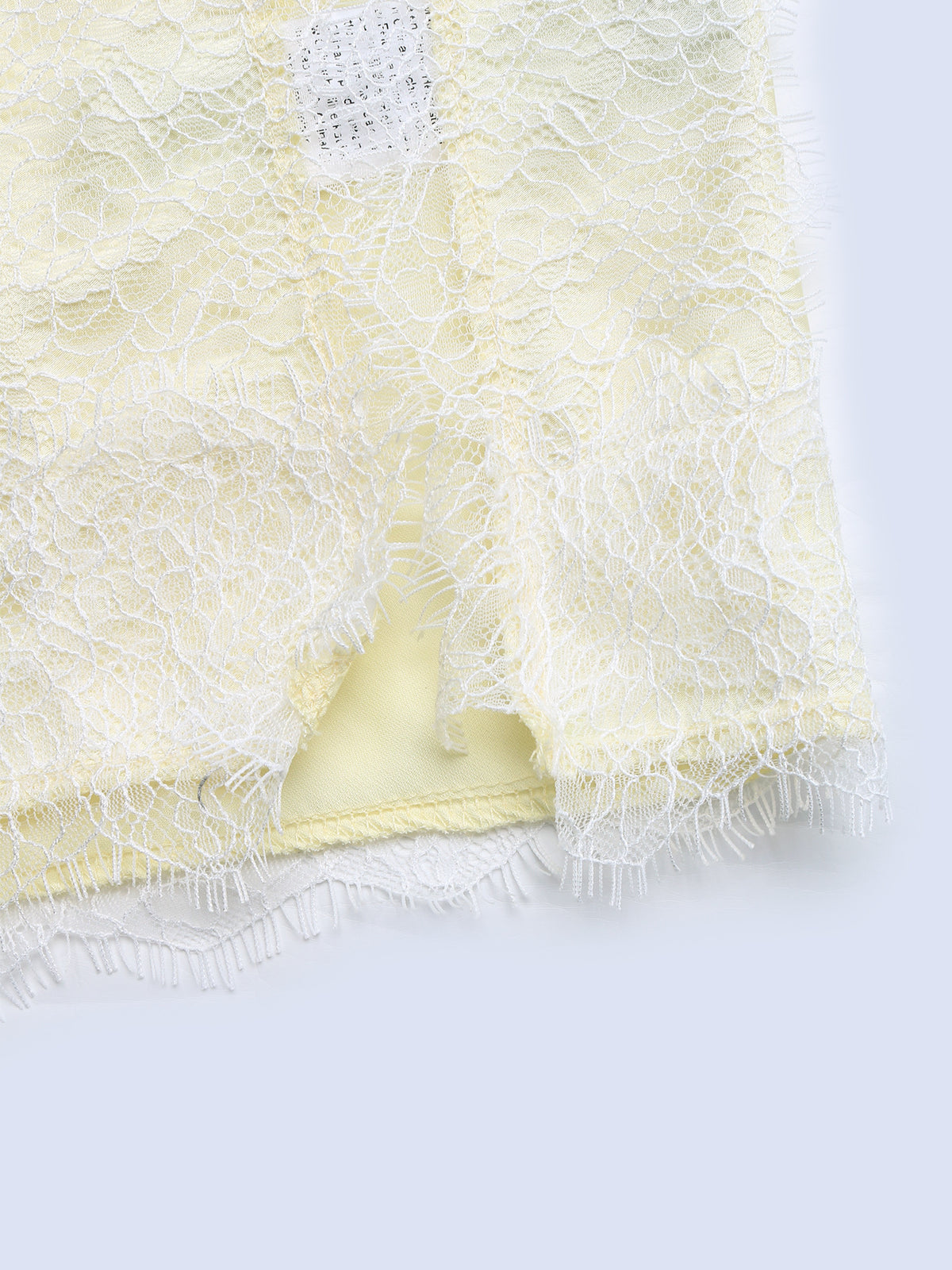 Yellow Satin Lace Strap Dress