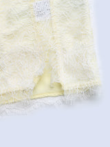 Yellow Satin Lace Strap Dress