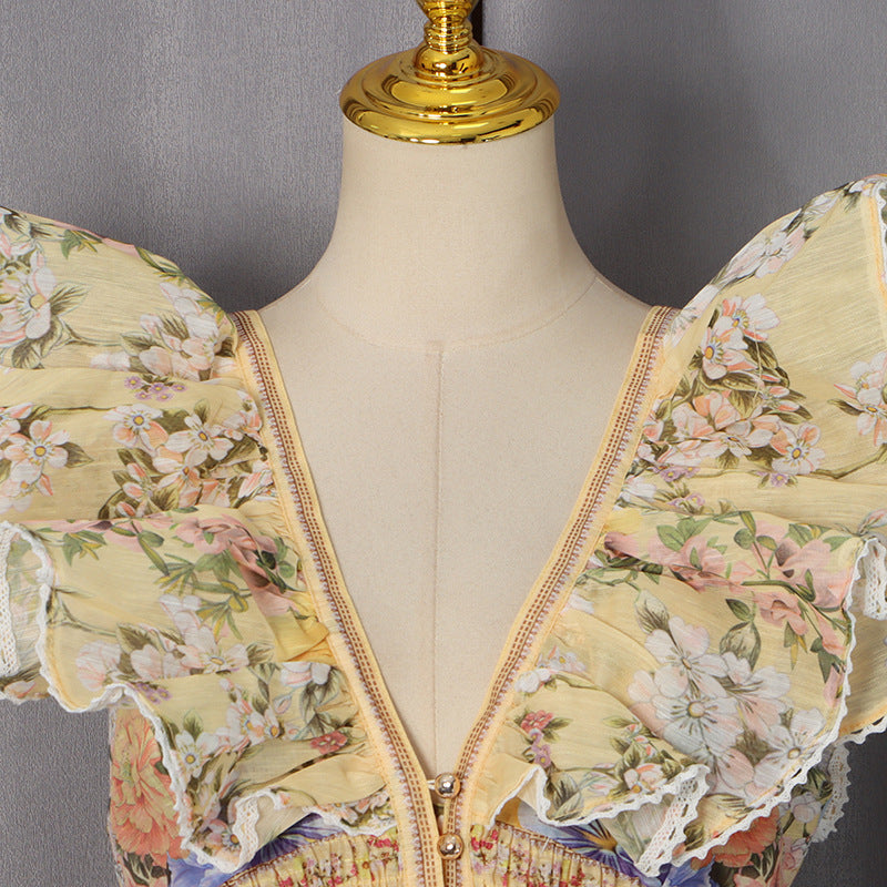 French Flying Sleeves Dress