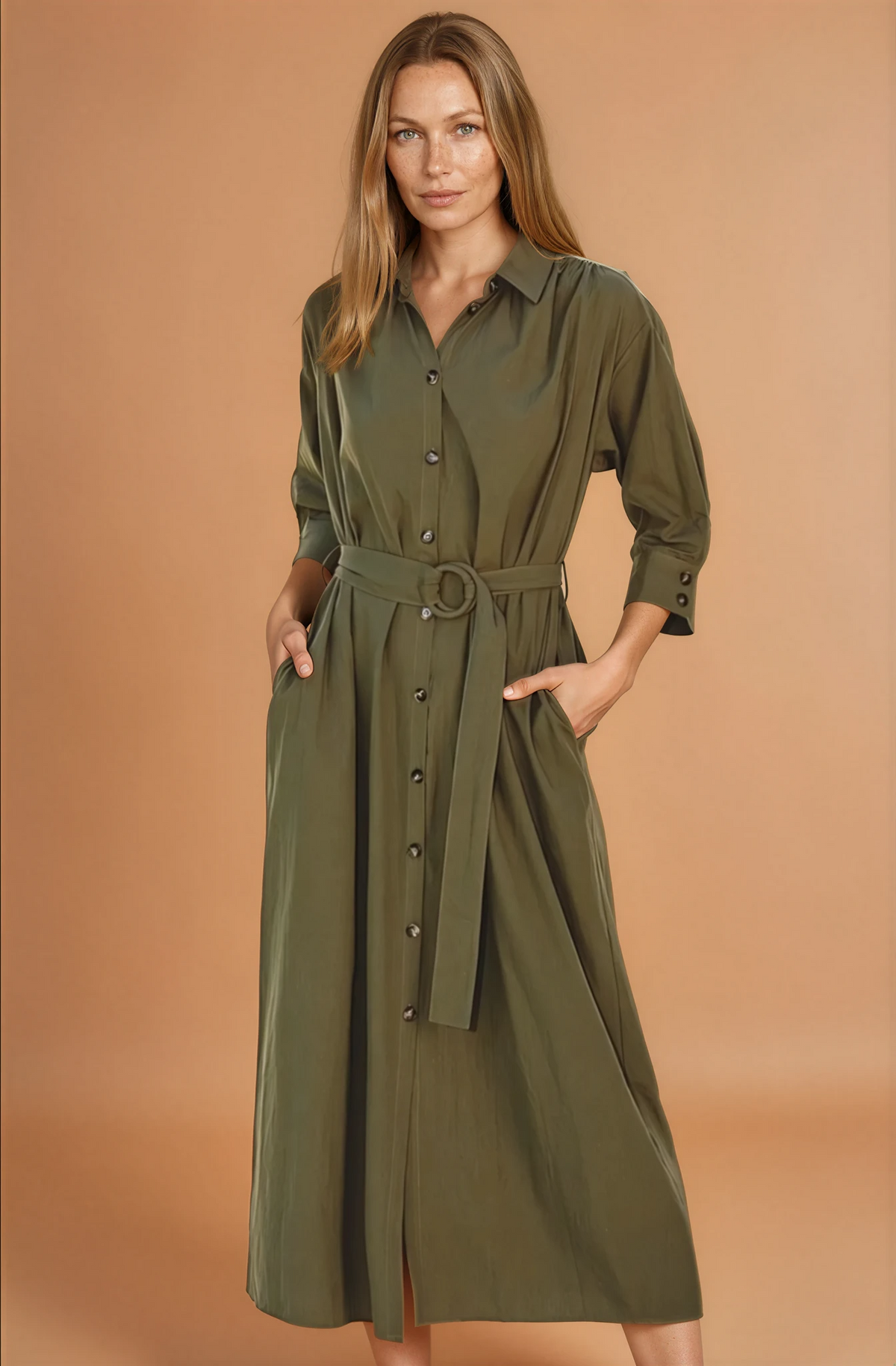 Olive Buckle Midi