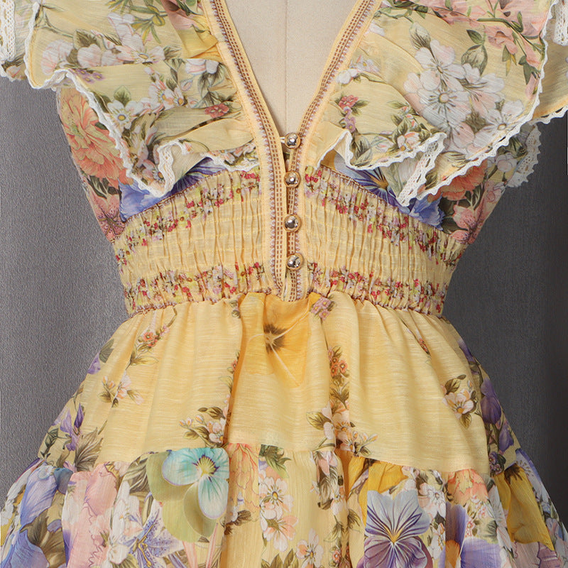 French Flying Sleeves Dress