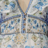 Flying Sleeves Printed Deep V Dress