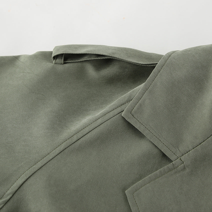 French Large Collared Lace up Windbreaker
