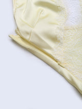 Yellow Satin Lace Strap Dress