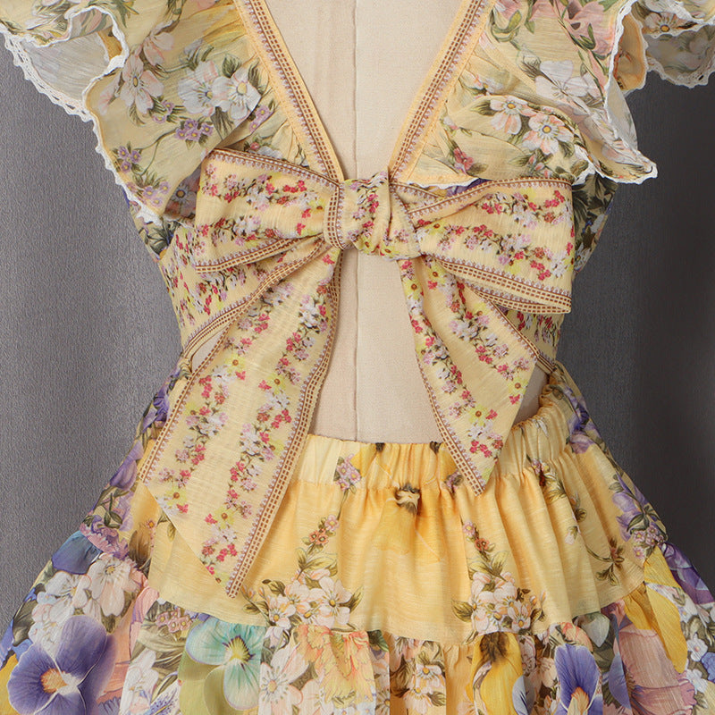 French Flying Sleeves Dress