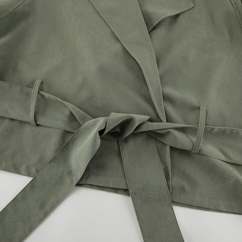 French Large Collared Lace up Windbreaker