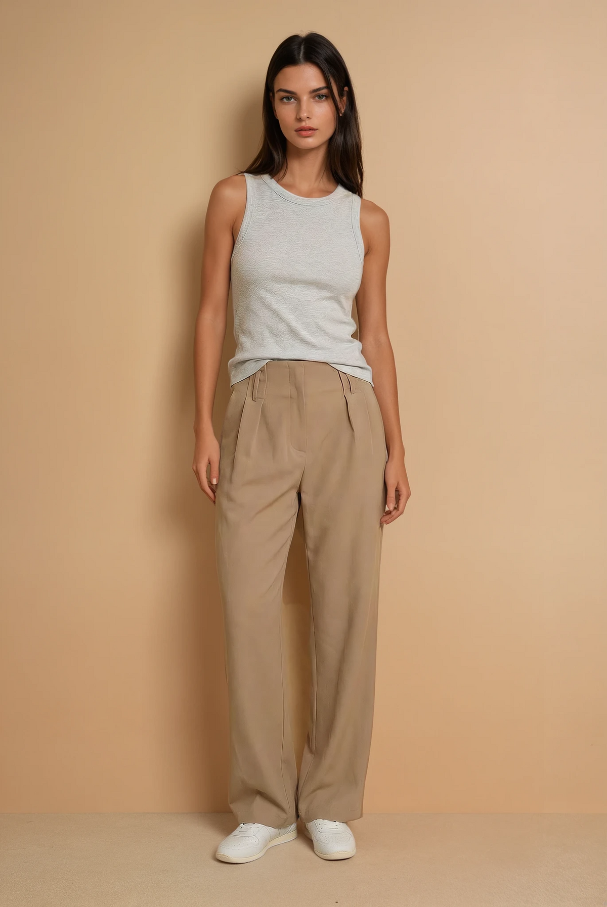 Beige High Waist Pants