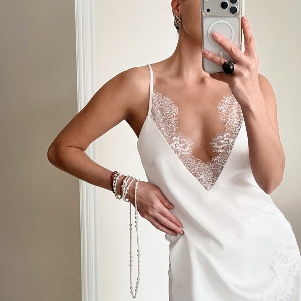 Low Cut Satin V neck Lace Vest