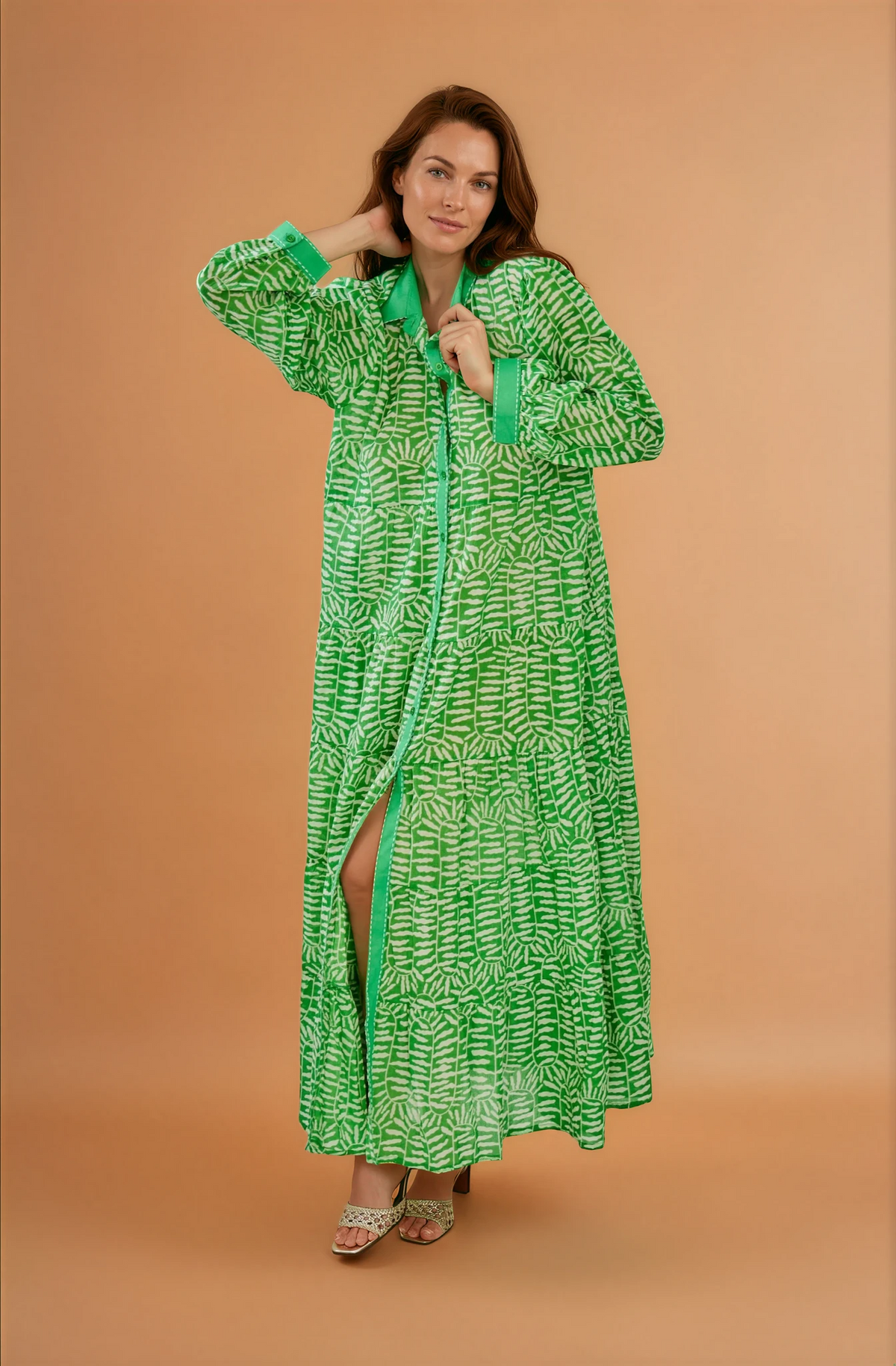 Green Button Down Maxi Dress
