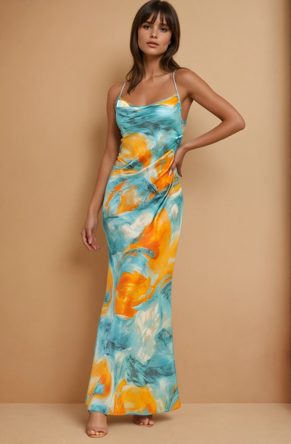 Haylee Sunset Blue Maxi Dress