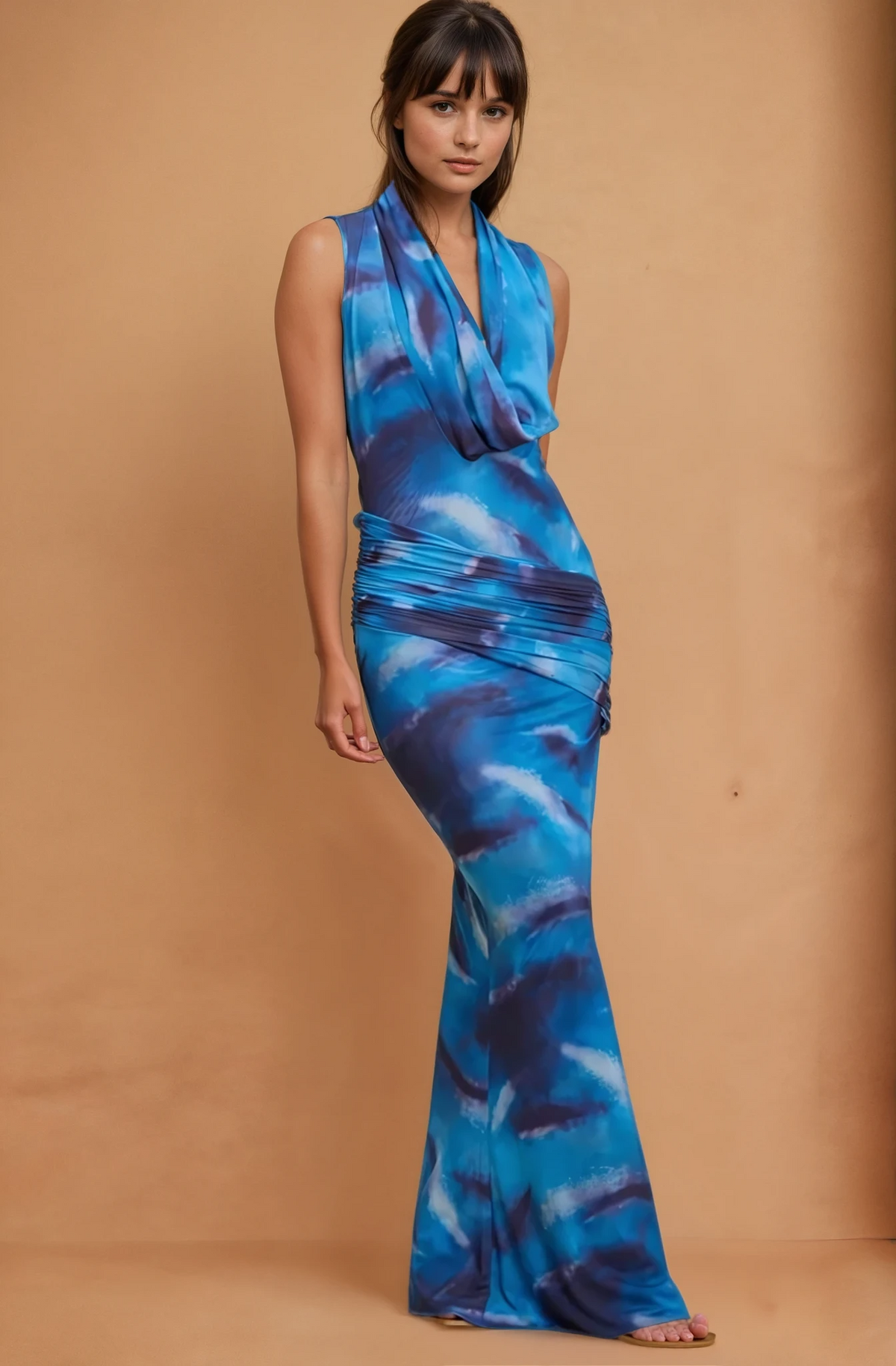 Hot Nights Mesh Cowl Dress