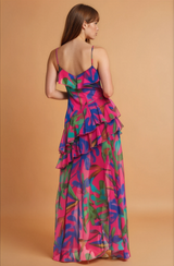 Palm Ruffle Chiffon Maxi